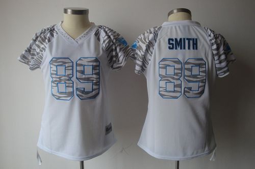 Panthers #89 Steve Smith White Women's Zebra Field Flirt Stitched NFL Jersey